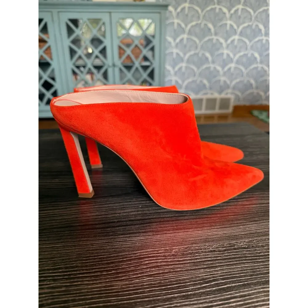 Stuart Weitzman Camilla Orange Luxe Suede High Heeled Sz. 10.5 - Picture 8 of 10